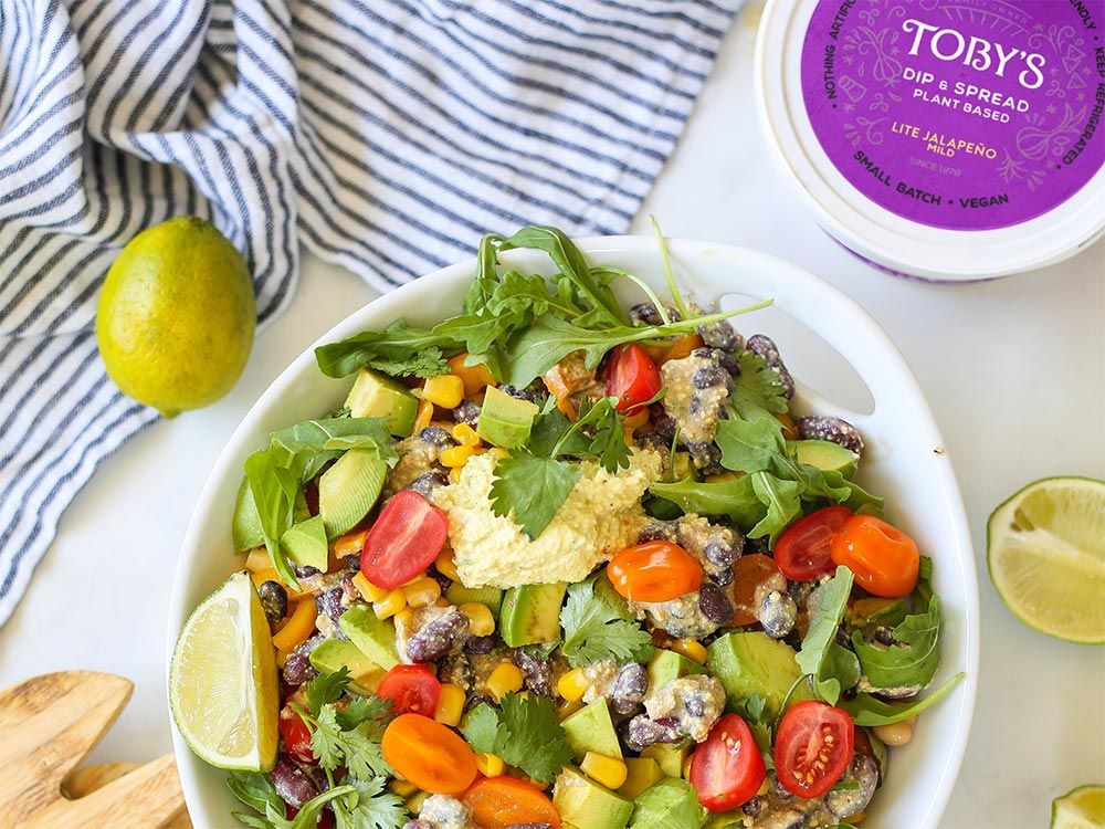 three bean salad with Toby's Lite Jalapeno Dip & Spread