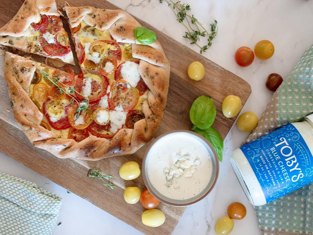 How to make Basil Tomato Galette with Blue Cheese Dressing & Dip