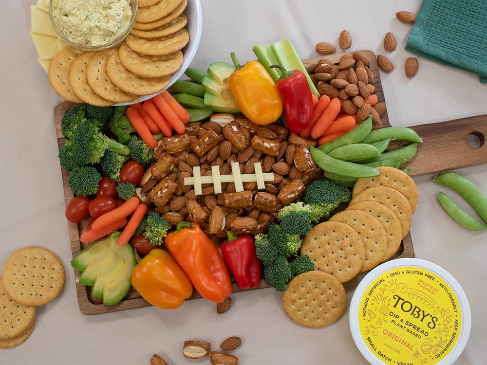 football gameday snack board with ranch