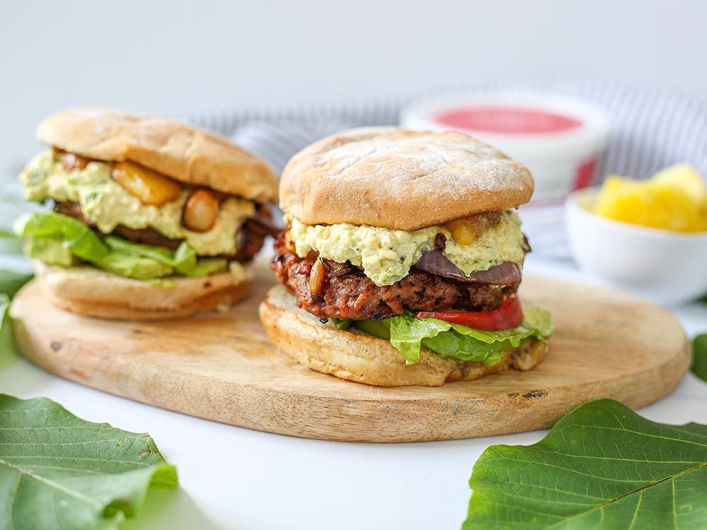 grilled pineapple beyond burgers with Toby's Jalapeno spread