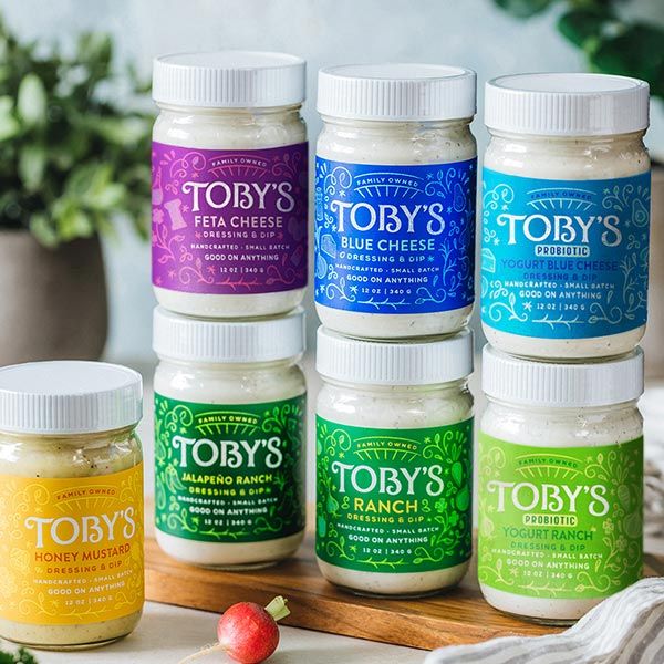 Toby's Family Foods dressing and dip lineup